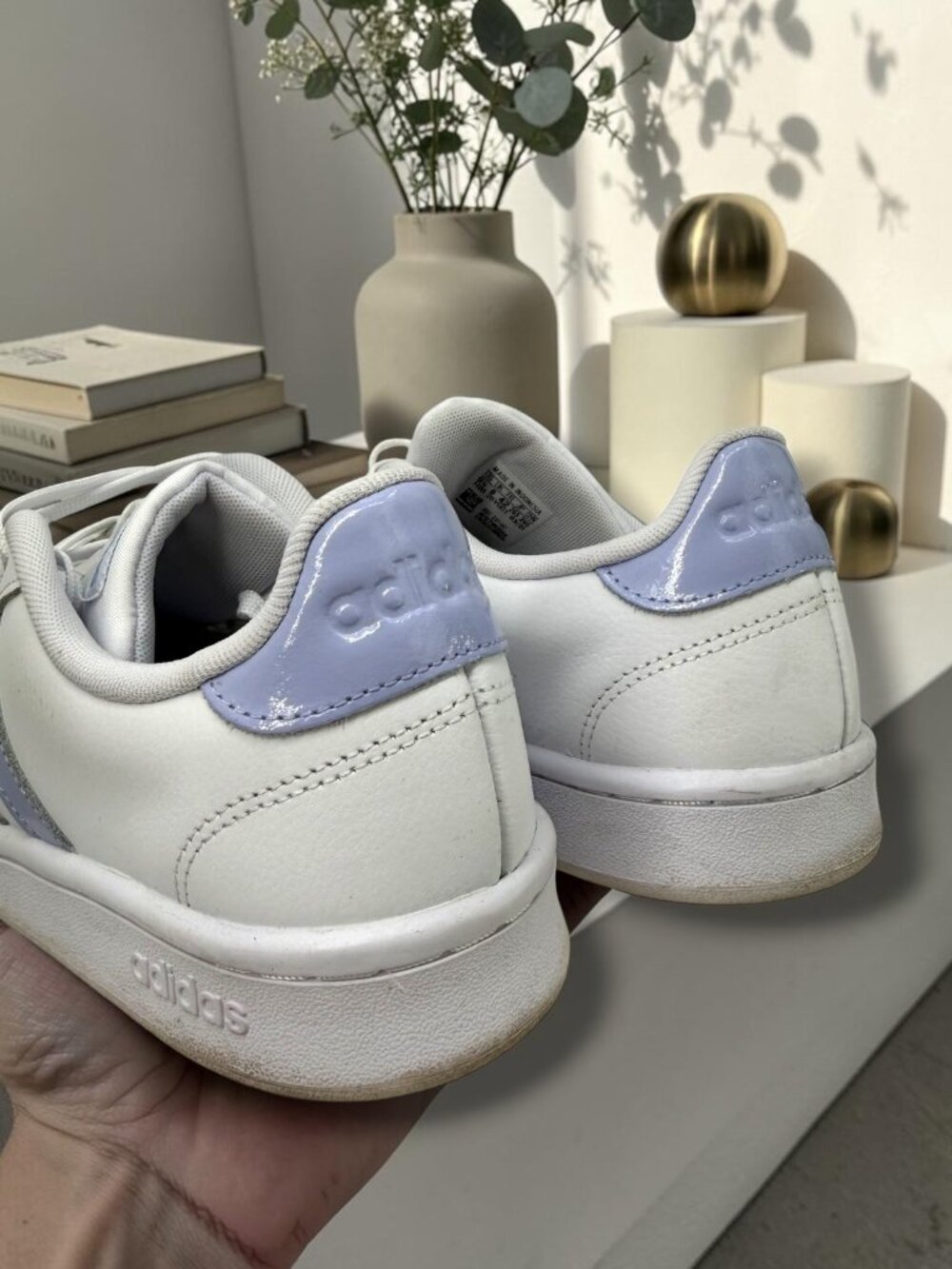 Adidas White & Purple Cloudfoam Comfort Low Top Lifestyle Sneakers 9.5 - Picture 3 of 6